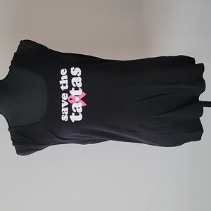 Save the Ta-tas Black Ribbed Tank Top